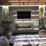 Free standing patio cover with Firepit and TV & running water