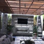 Free standing patio cover with Firepit and TV & running water