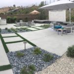 Concrete design with artificial grass