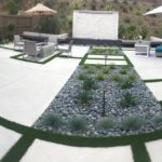 Concrete design with artificial grass