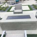 Concrete design with artificial grass